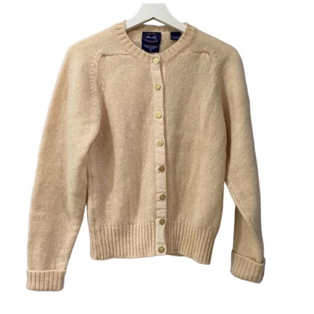 Allen Solly Cream Wool Made in Scotland Gold Buttons Knit Sweater Cardigan S